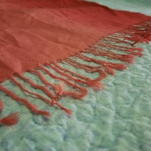 Pink & Red Scarf With Fringe